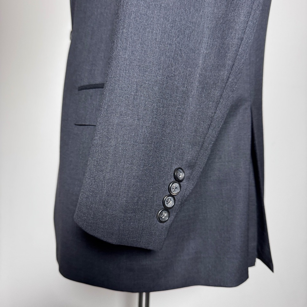 Hart Schaffner Marx Blazer Mens 46L Gray Solid Two Button Wool USA Made - Picture 2 of 6